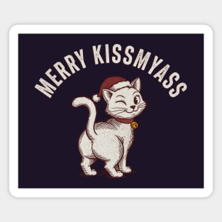 Hilarious Merry Kissmyass Christmas Cat Magnet